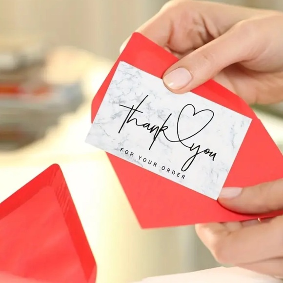 $3💕5/$15 100 Count Marble Thank You Card, small business, NEW - Picture 3 of 5